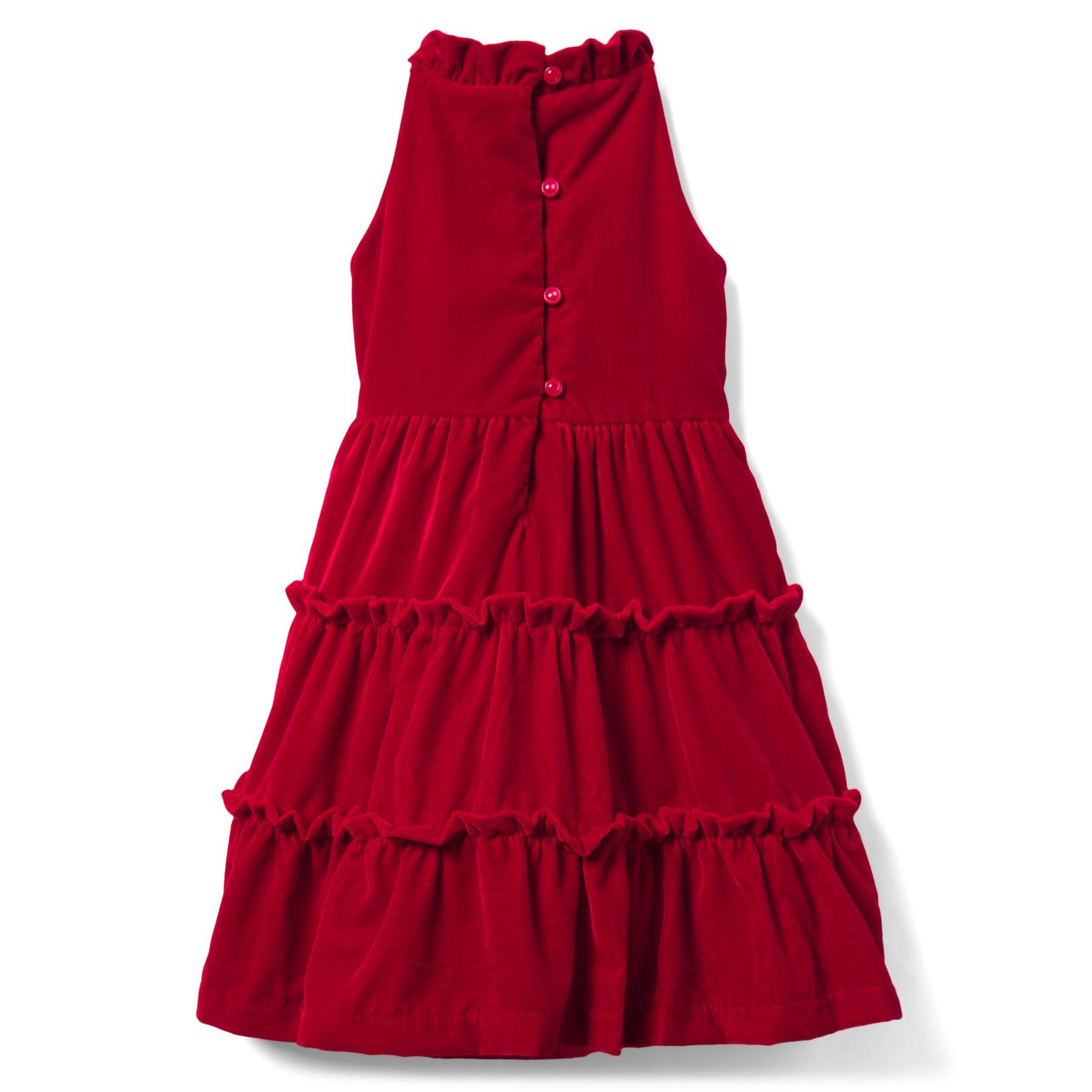 Girl Crimson Velvet Tiered Dress by ...